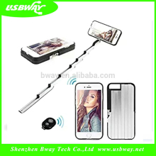 2016 Selfie stick case 2 in 1 phone cover + selfie stick with remtoe shutter case selfie stick