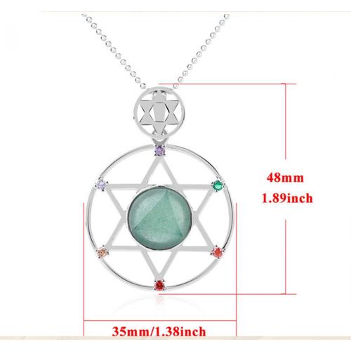 Sterling Silver Hexagram Star Pendant Necklace Cut crystal stone David star shield hexagram star double layer Diamond Jewelry