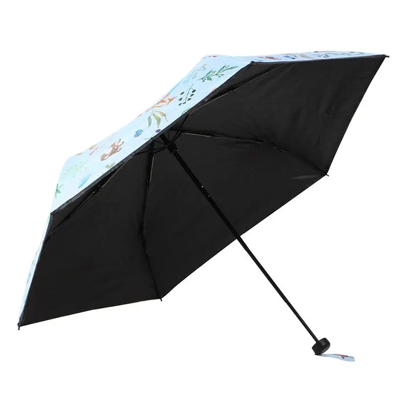 Promotion Black UV Proof Coating 4 Folding Umbrella in Gift Box with Printing