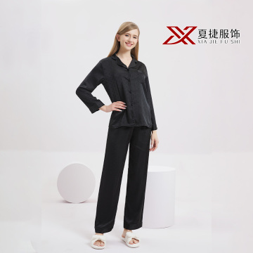 Silky Black Dot Print Loungewear Set