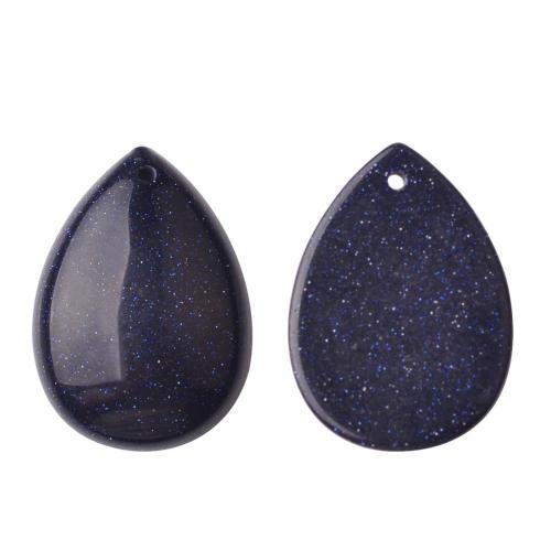 Natural Blue Goldstone 28x35MM Waterdrop Pendant Necklace with 45CM Silver Chain