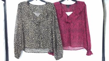 Ladies' Lurex Leopard Print Long Sleeve Blouse