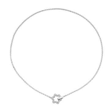 Luxury pure silver chain necklace with diamond star