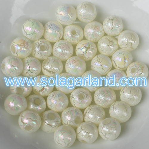 8 MM 10 MM 12 MM 14 MM 16 MM plastique acrylique couleur ronde placage craquelé bijoux perles