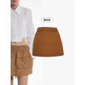 Women's Casual Ruched Waistband Draw Cord Cargo Skirt