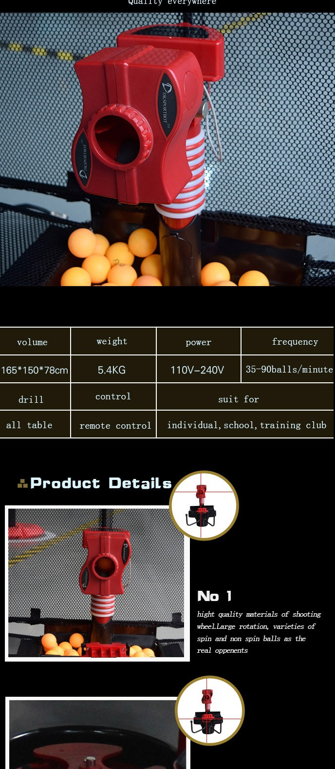 Hotsale Table Tennis Machine Replay Robot Machine para la venta D899