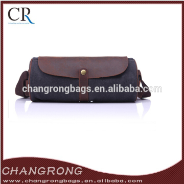 small canvas roll bag with leather trim duffle bag