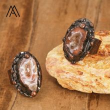 Antique Bronze Persian Gulf Agate Unisex Party & Gift Jewelry - Brass Made