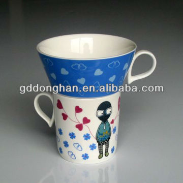 wholesale two printed ceramic stacking cups