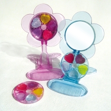 cute flower shape Lipgloss with comb and mirror