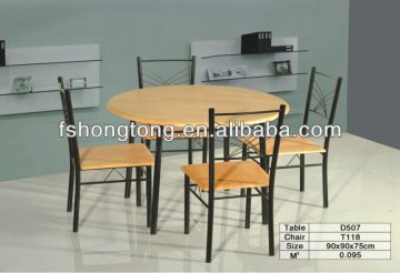 round iron dining table set/wooden cherry dining table/metal tube dining table