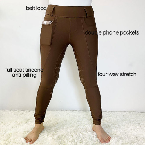 High Waist Full Seat Silicone Women Horse Riding Leggings