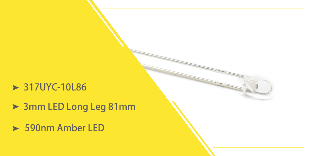 317UYC-10L86 3mm LED Long Leg 590nm Amber LED 595nm LED