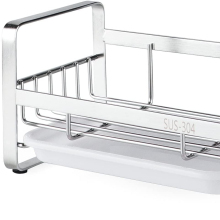 Countertop Kitchen Sink Sponge Rack with Soap Dispenser and Drain Tray