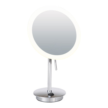 Round frameless bathroom mirror with lights