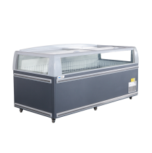 Large volume low temperature sliding door island freezer