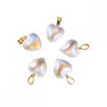 Rainbow Glass Heart Shape Charm Pendant 20mm With Gold Plated Clasp