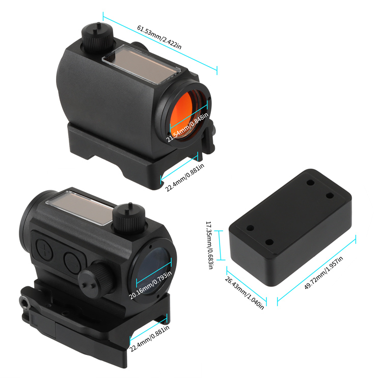 Solar Power Compact Red Dot Circle Sight QD Mount 