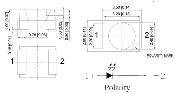hot sell Top view 3528 PLCC2 365nm GaN UV SMD LED