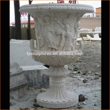Figure sculpture carving decorative marble stone flowerpot