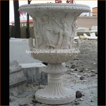 Figure sculpture carving decorative marble stone flowerpot