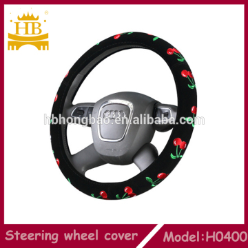 cherry pattern suede steering wheel cover