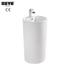 Modern White Cylindrical Ceramic Pedestal Basin