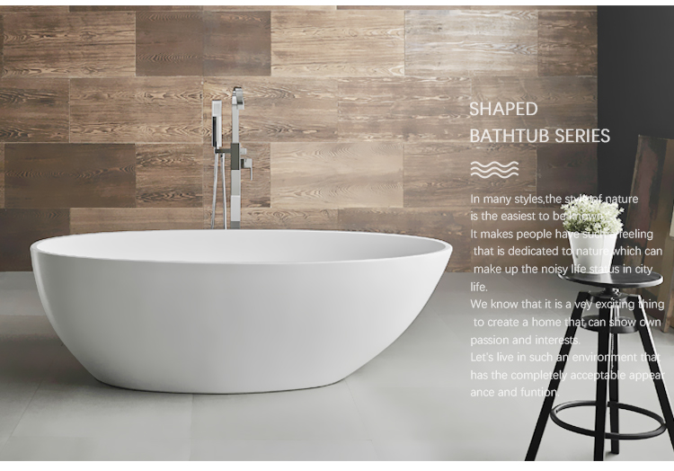 Modern Acrylic BathTub And Solid Oval Surface Freestanding Bathtub