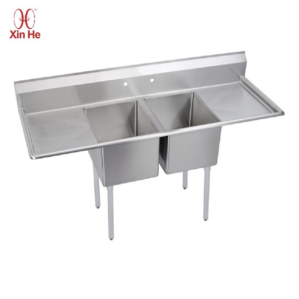 Stainless Steel 2 Compartment Sink With Drainboards