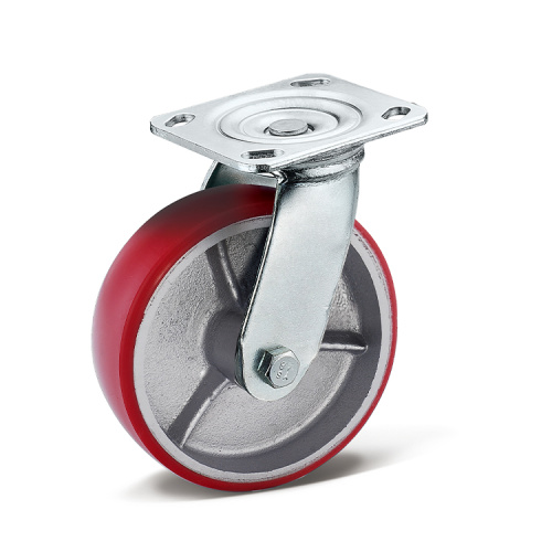 Caster wheels red PU cart casters heavy duty PU industrial casters