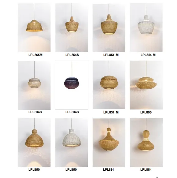 Large Rattan Bamboo Pendant Chandelier with Decorative Wicker Shade Lamp