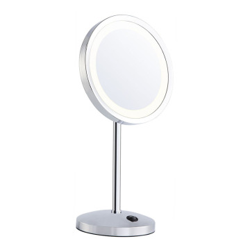 Battery power lighted framed standing mirror