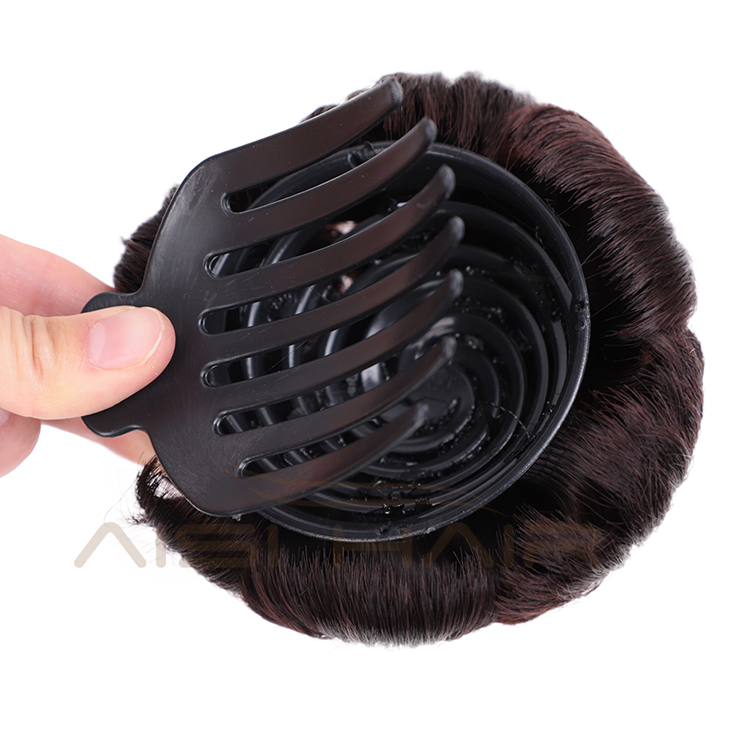 Aisi Hair Brown Nine Flowers Heat Resistant Synthetic Fiber Chignon Plastic Comb Hair Extension Curly Clip In Hair Bun For Women