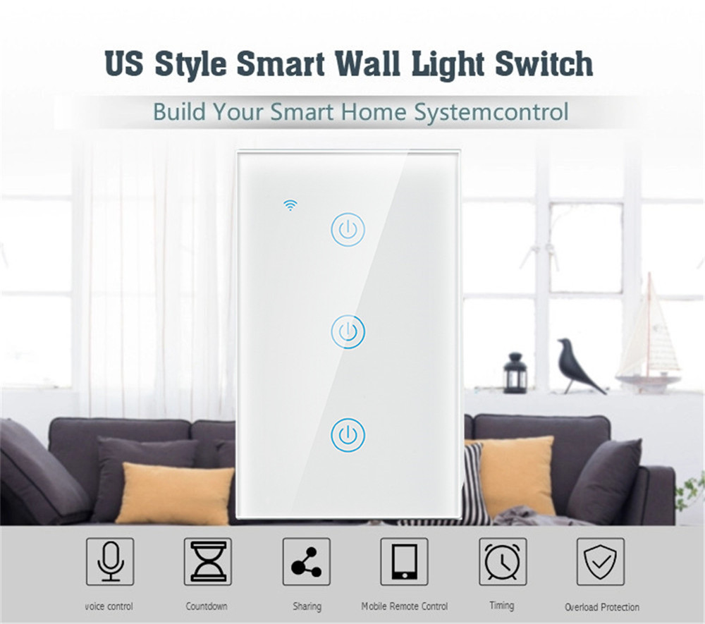 New Style 120V 15A Tuya US Electrical Smart Liife Electric Wifi Wall Switch