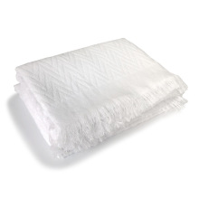 White Polyester Towel with Tassel for Beach and Pilgrimage