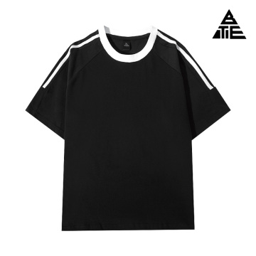 Three bar pure cotton short sleeved t-shirt