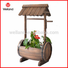 Antique Wishing Well Barrel Planters w/Roof Garden Backyard Decoration