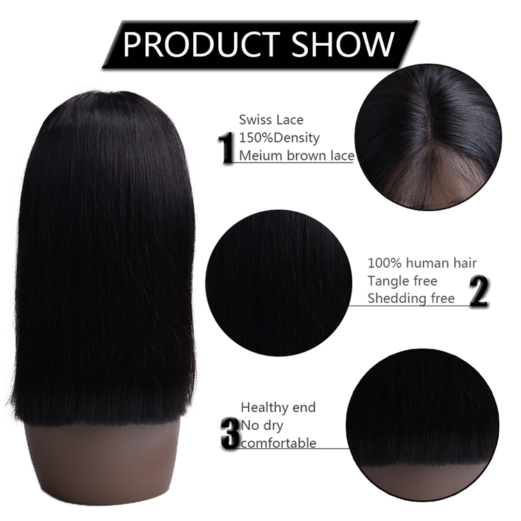Wholesale Price Natural Color Human Hair Virgin Brazilian Cuticle Aligned Hair Lace Front Bob Brazilian Wigs  Extensions