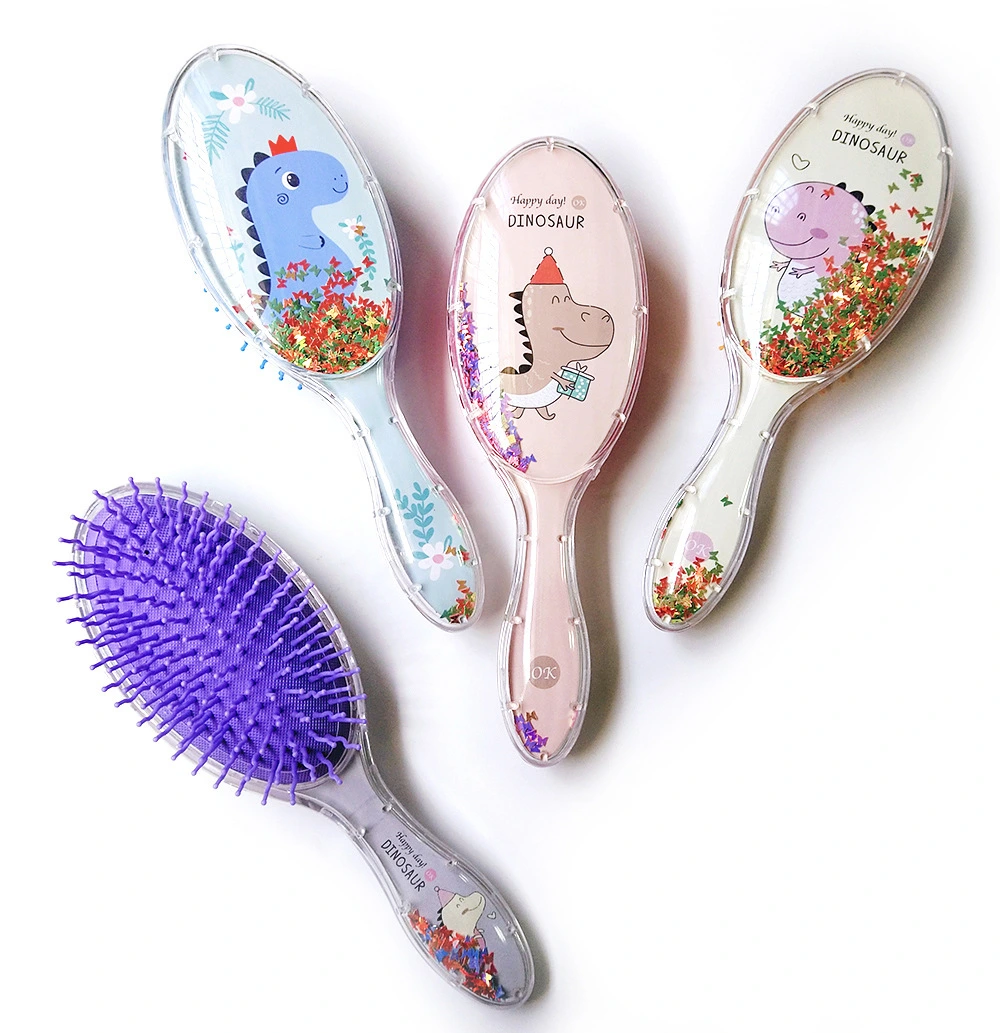 Pink Hair Brushes with Sponge and Glitter for Girls & Adults Natural, Curly, Straight, Wet or Dry Hair