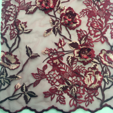 Party Dress Pearl Embroidery On Poly Mesh Fabric