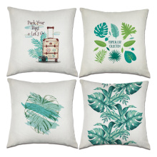 Set von 4 Tropical Dekokissen Covers Green Leaves Dekorative Kissenbezug Palms Kissenbezug für Sofa Schlafzimmer Auto Couch 18 x 18