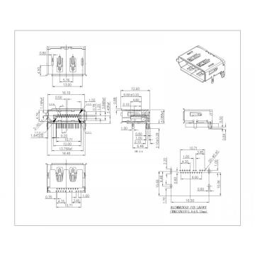 Display Port Female DIP With Fork Legs,Without Boss