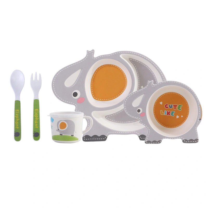 Elephant Shape Bamboo Fiber Kindergarten Children's Dinner Set Tableware