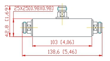 700-4000MHz 6dB 4.3-10 Female RF Power Tapper