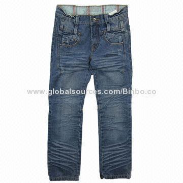 Boys' Cotton Jeans/Pants with Button/Zipper Closure, OEM and ODM Orders Welcomed