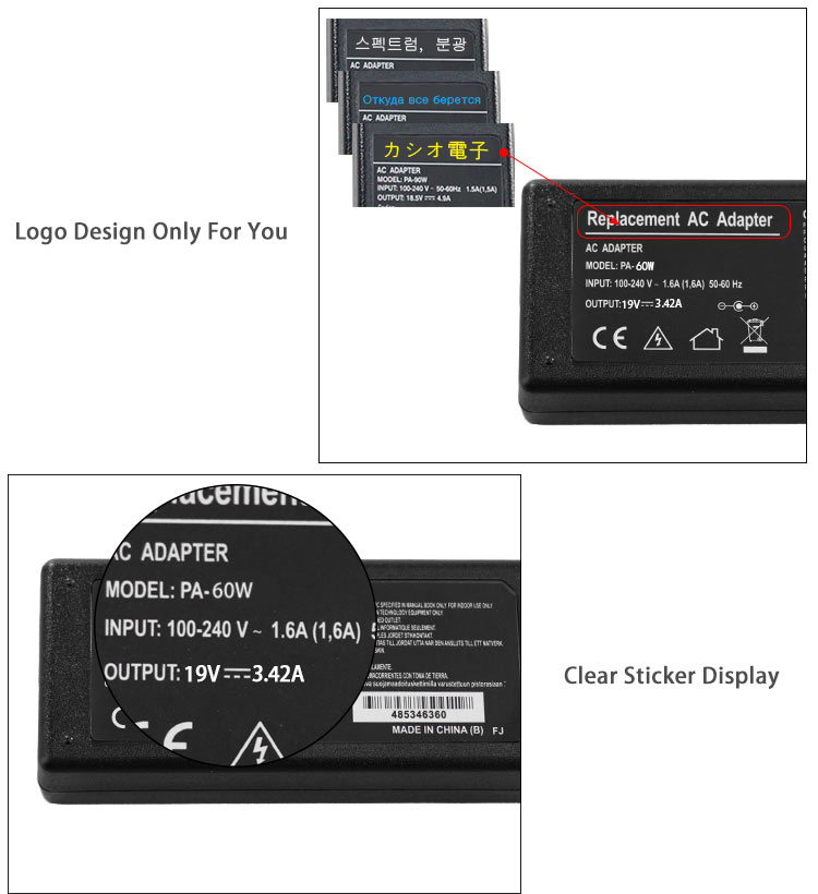 19v 3.42a laptop adapter for toshiba