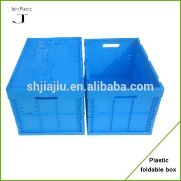 Stackable foldable plastic transport boxes