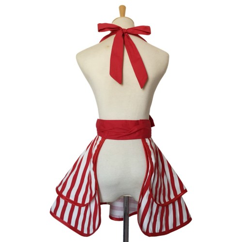 100% cotton black and white striped apron