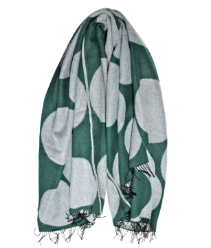 100% Wool Double Faced Jacquard Dark Green Blanket