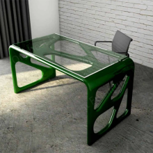 Modern Glass Office Desk and Chair Set for Boss and Designer